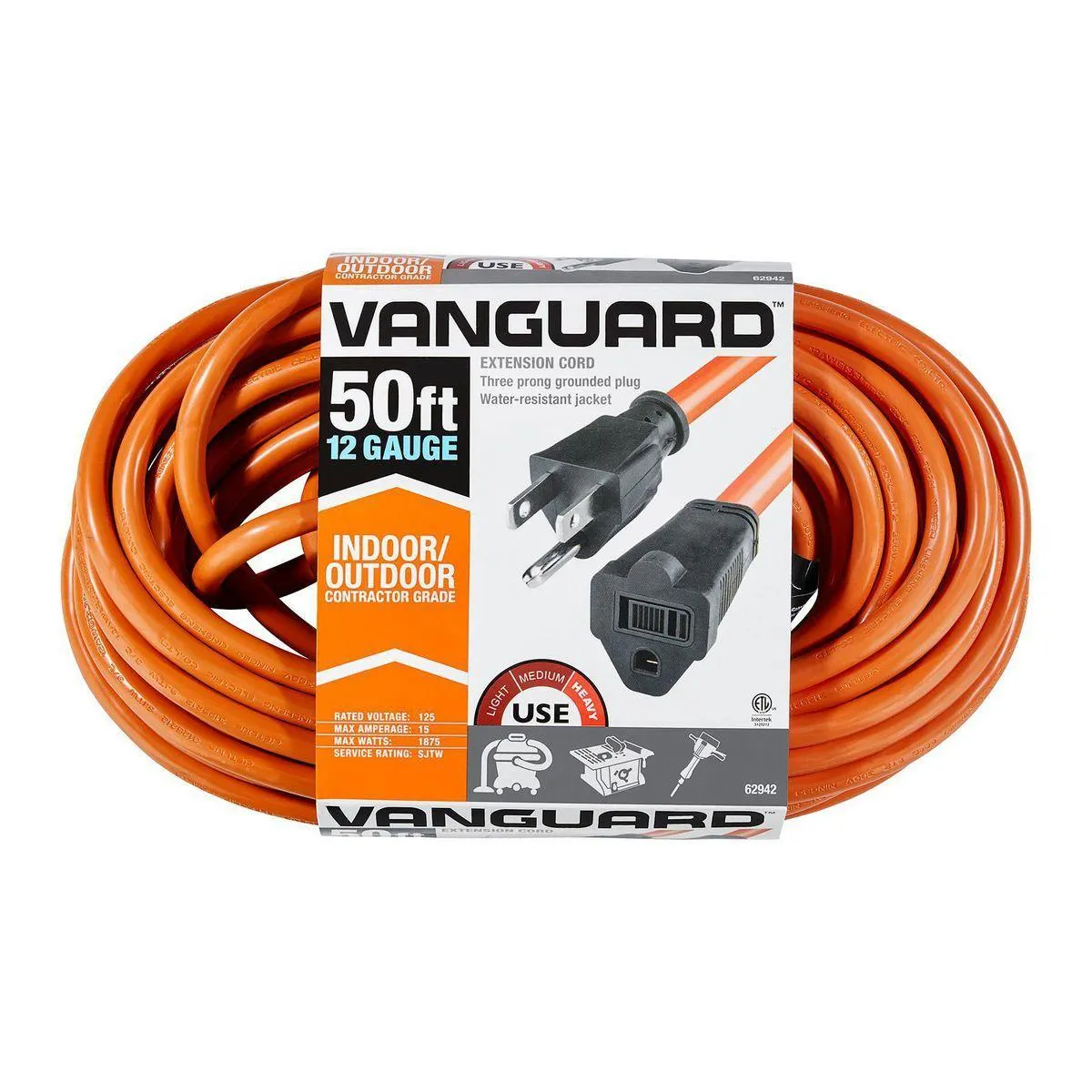 50 ft. x 12/3 Gauge Outdoor Extension Cord, Orange