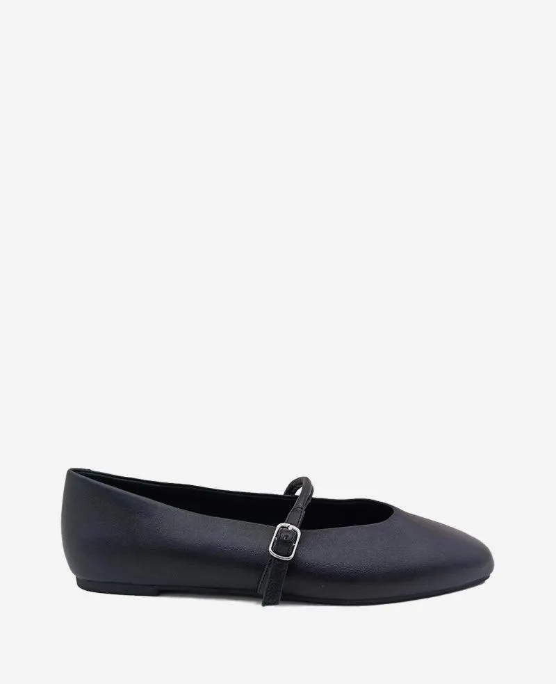 Magnolia Leather Ballet Flat - Black Leather