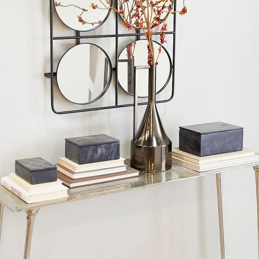 Grayson Lane 3 -Pack Black Marble Modern Decorative box