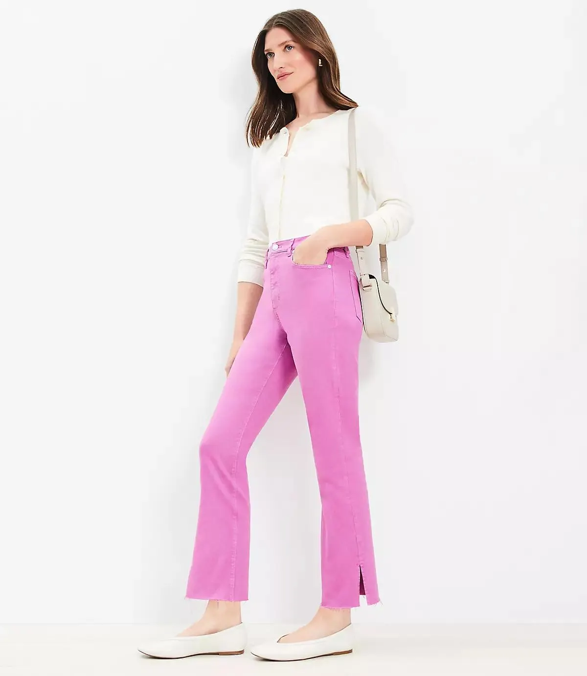 Vent Hem High Rise Kick Crop Jeans in Sugar Plum