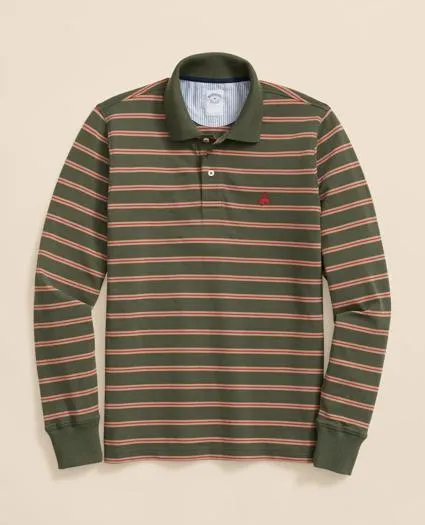 Golden Fleece ® Stretch Supima ® Long-Sleeve Striped Polo Shirt