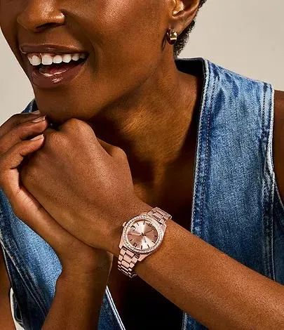 Scarlette Mini Three-Hand Date Rose Gold-Tone Stainless Steel Watch