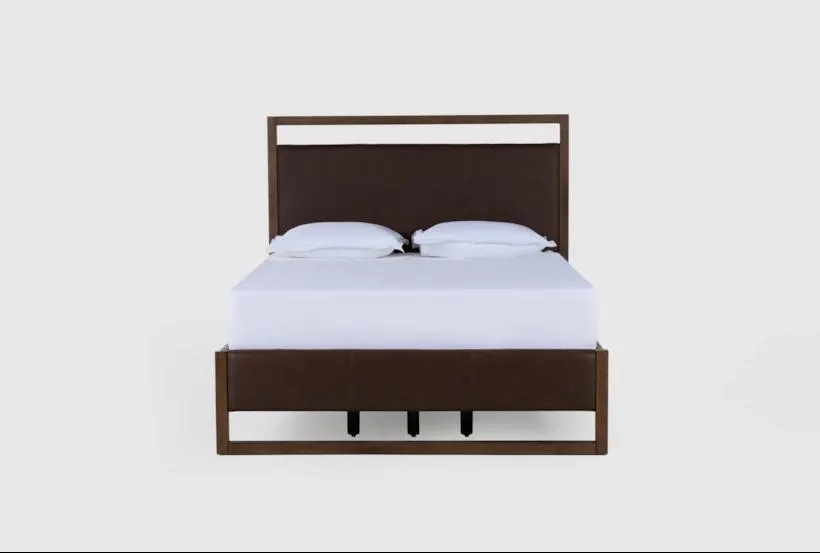 Sawyer Brown Walnut Queen Wood & Upholstered Platform Bed With Storage | Drawers