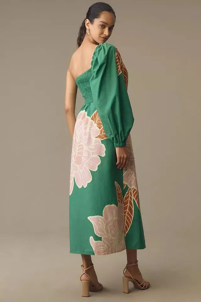 Farm Rio One-Shoulder Printed Midi Dress