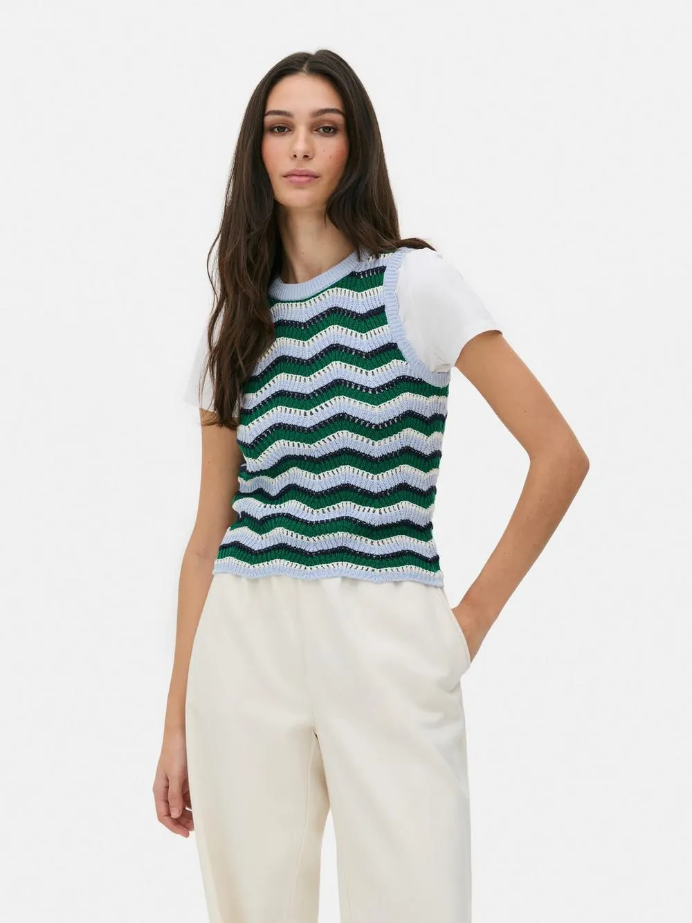 Strickweste mit Zickzack-Streifen