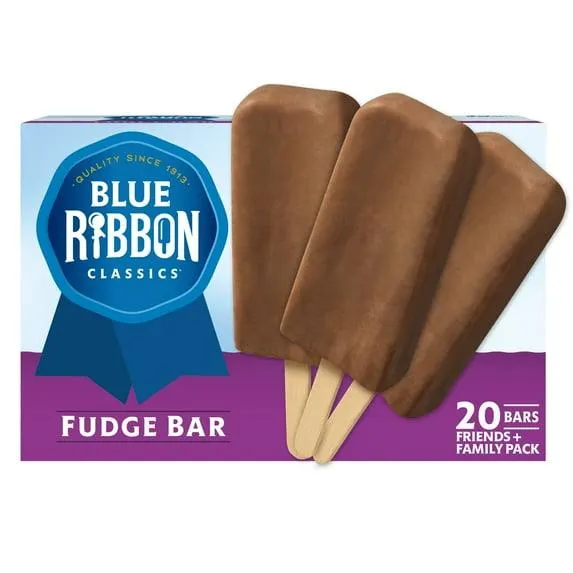 Blue Ribbon Classics Chocolate Flavored Fudge Frozen Dessert Treat Bar, 45 fl oz, 20 Pack