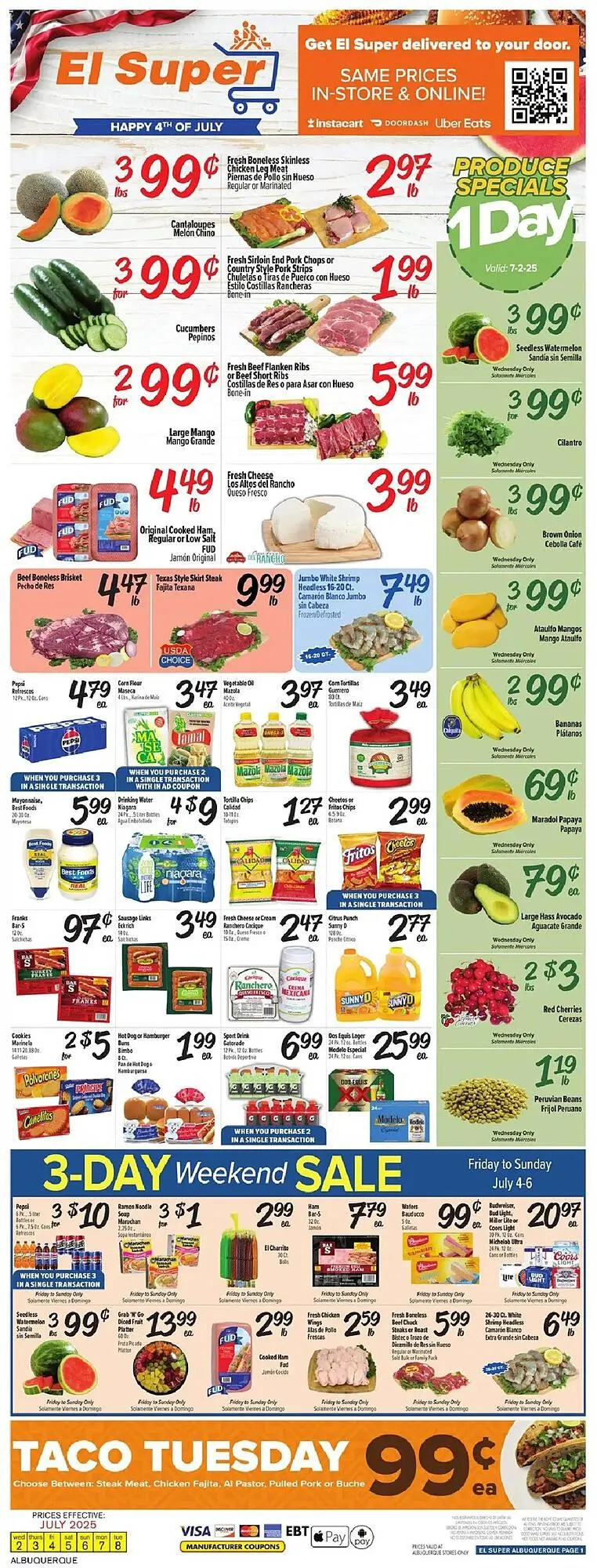 Weekly ad El Super Weekly Ad from July 2 to July 11 2025 - Page 1