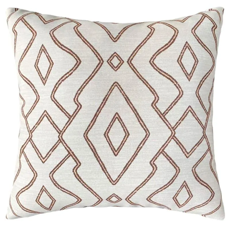 White & Brown Diamond Square Outdoor Throw Pillow, 17"