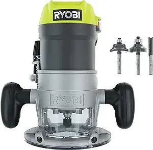 Ryobi R1631K 1-1/2 Peak HP 8.5 Amp LED Lit Corded Router Including 3 Piece Bit Set (w/ Tool Bag)