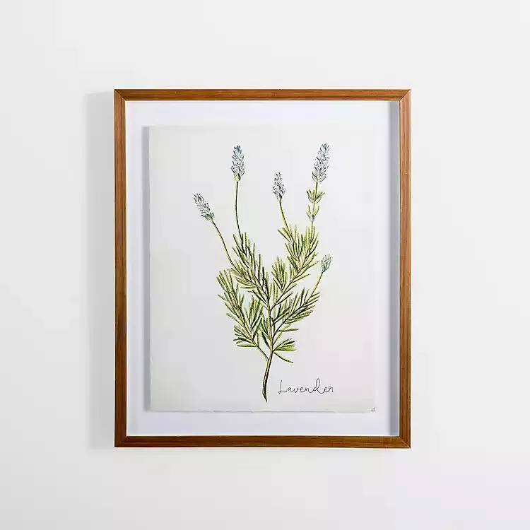 Golden Leaves Herbs Lavender Framed Art Print
