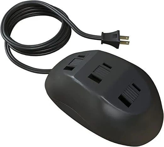 Stanley 31369 PowerHub Tabletop Polarized 3-Outlet Extension Cord, Black