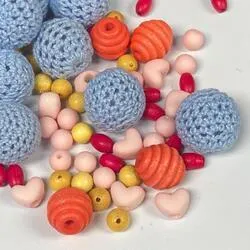 Assorted Crochet and Heart Beads Mix (Approx. 80 pieces)
