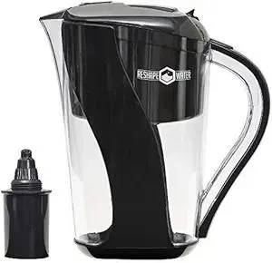 10- Cup Pitcher with 6-Stage Filter. Removes Fluoride, Chlorine, Lead, and Other Volatile Organic Compounds. Increases PH. Improves Taste. Replacement Filters Cost 25% to 33% Less.