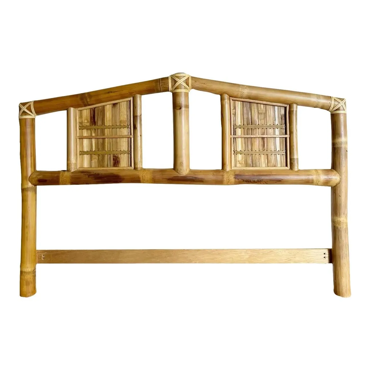 Boho Chic Bamboo Rattan Queen Headboard