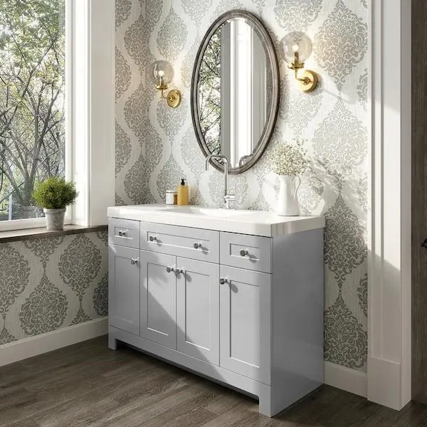 Everdean 49 in. W x 19 in. D x 34 in. H Single Sink Bath Vanity in Pearl Gray with White Cultured Marble Top