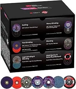 3M Grind Less Weld More Promo Kit, 67115, 4-1/2 in Discs, 16 Piece Welding Kit for Cutting, Grinding, Blending, Finishing, Rust Removal, Deburring