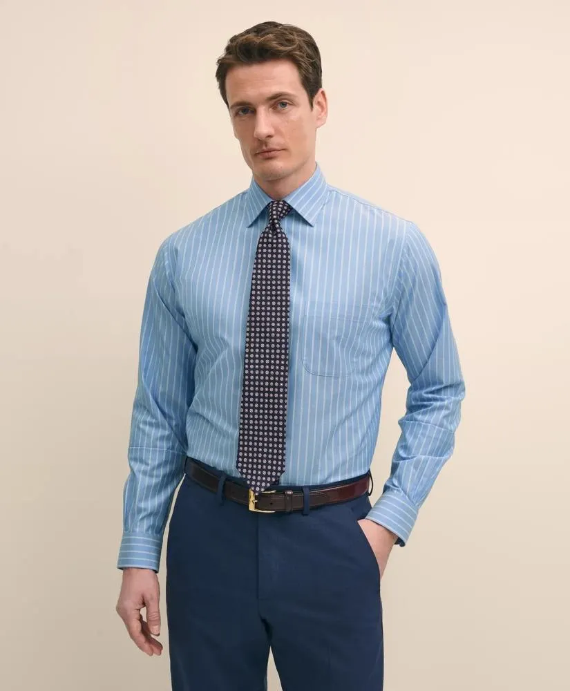 Stretch Supima ® Cotton Non-Iron Royal Oxford Ainsley Collar, Striped Dress Shirt