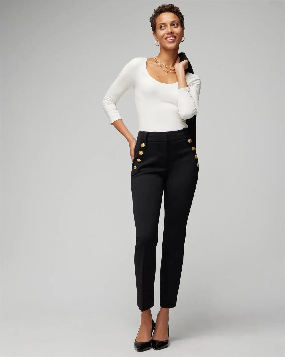 WHBM ® Jolie Button Straight Luxe Stretch Pant
