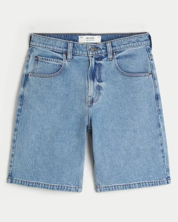 Medium Wash Baggy Denim Shorts