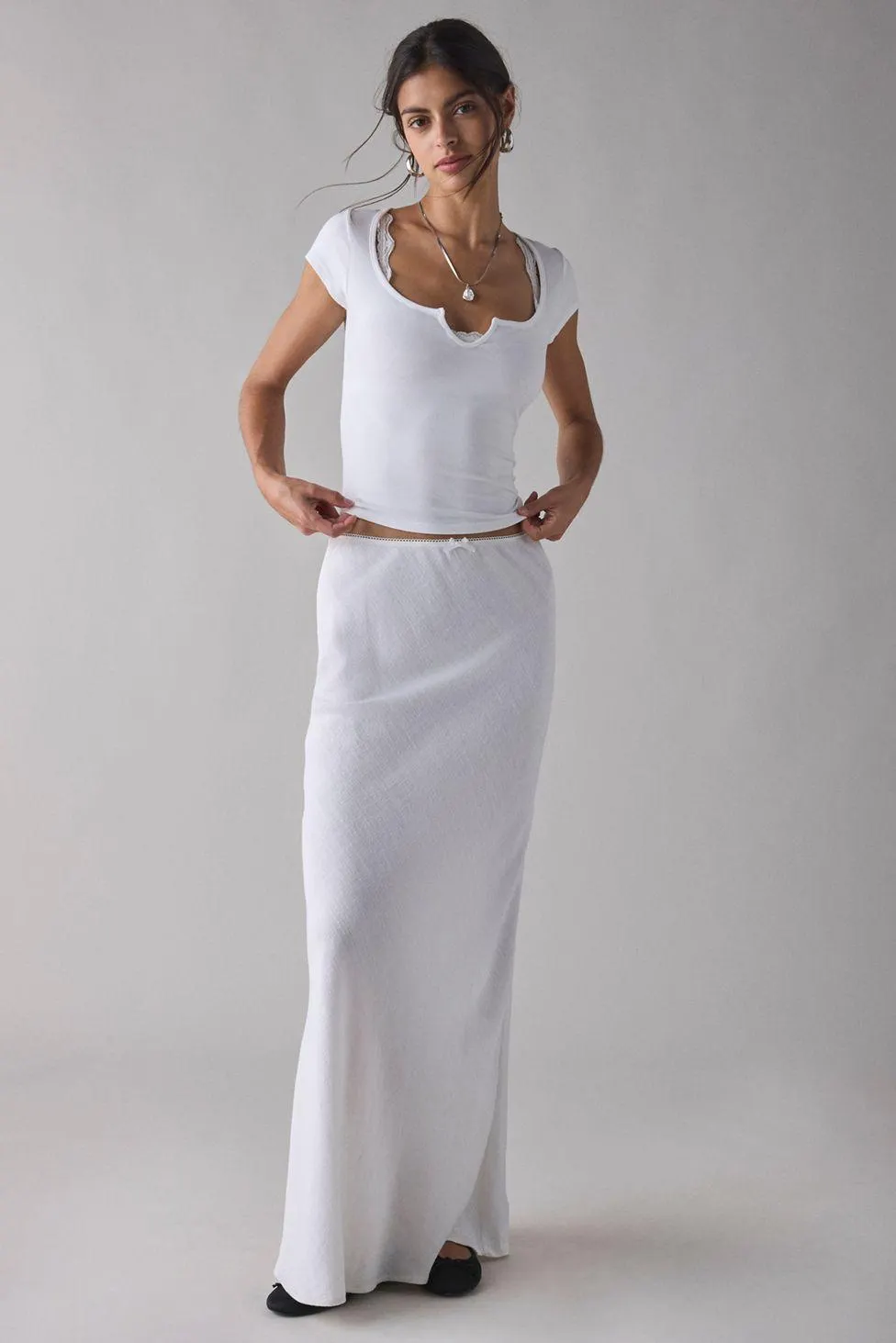 Out From Under Notch-Front Cotton Compression Baby Tee