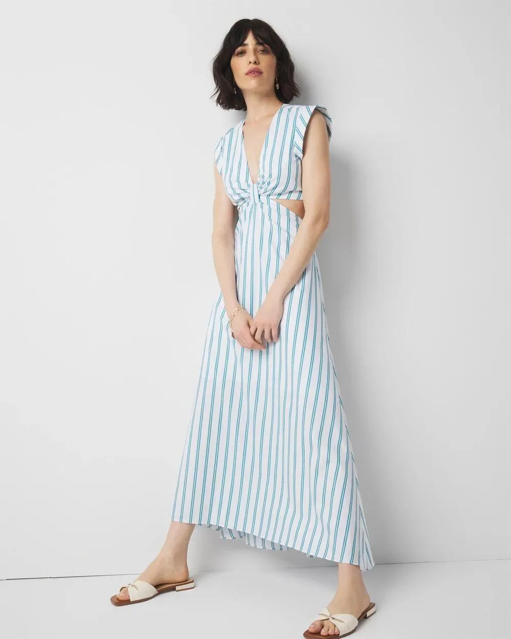 Striped Cotton Midi Dress