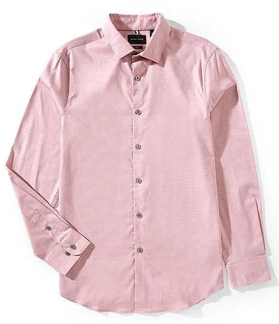 Slim Fit Stretch End-On-End Long Sleeve Woven Shirt