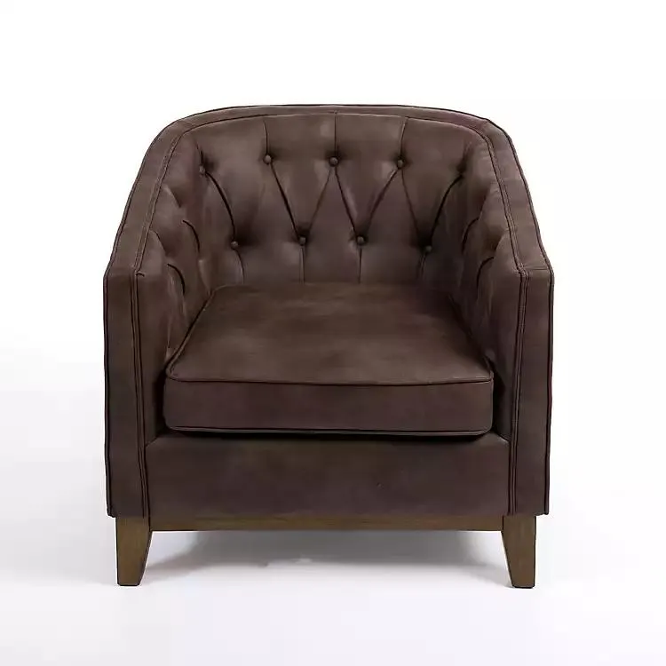 Clive Brown Tufted Club Accent Chair