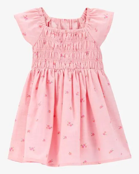 Baby Short-Sleeve Floral-Print Maxi Dress -Pink