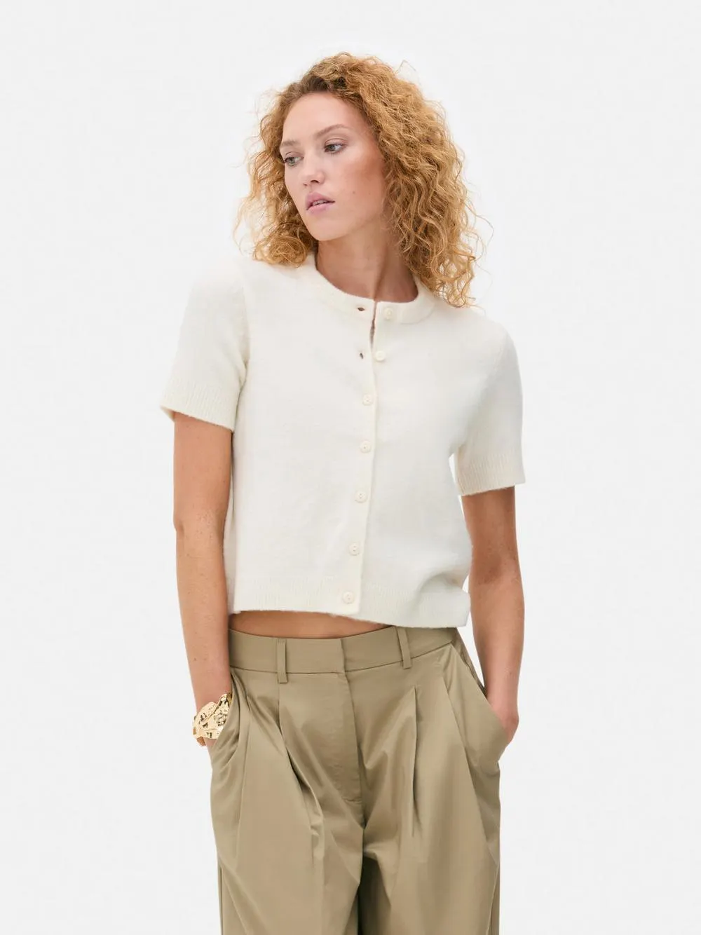 Cropped Short-Sleeve Cardigan