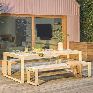 Lubek 94.5" Outdoor Dining Set - Byron Gray