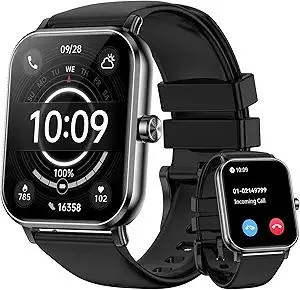 Smart Watch for Men Women, 1.85" HD Touchsreen Fitness Tracker, 120+ Sport Modes, 24/7 Heart Rate & Sleep Monitor, Pedometer, Calories, IP68 Waterproof, Fitness Watch for Android iPhone (Black)