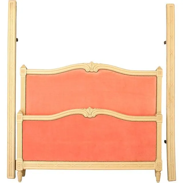 1920 French Bed Full-Sized Louis XVI Cream Wood