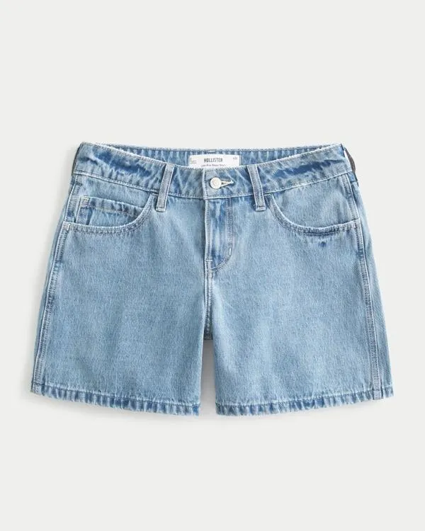 Low-Rise Medium Wash Baggy Denim Shorts 5"