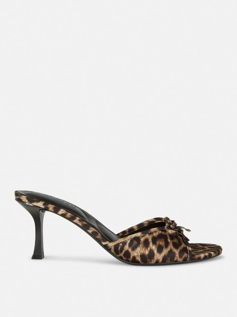 Satin Leopard Mule Heels