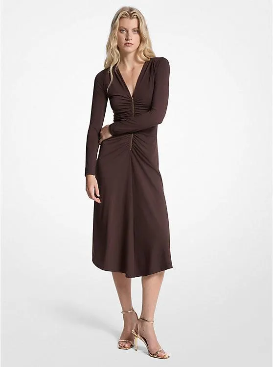 Ruched Stretch Matte Jersey Dress