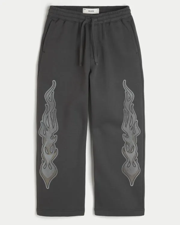 Hollister Feel Good Double Flame Graphic Super Baggy Sweatpants