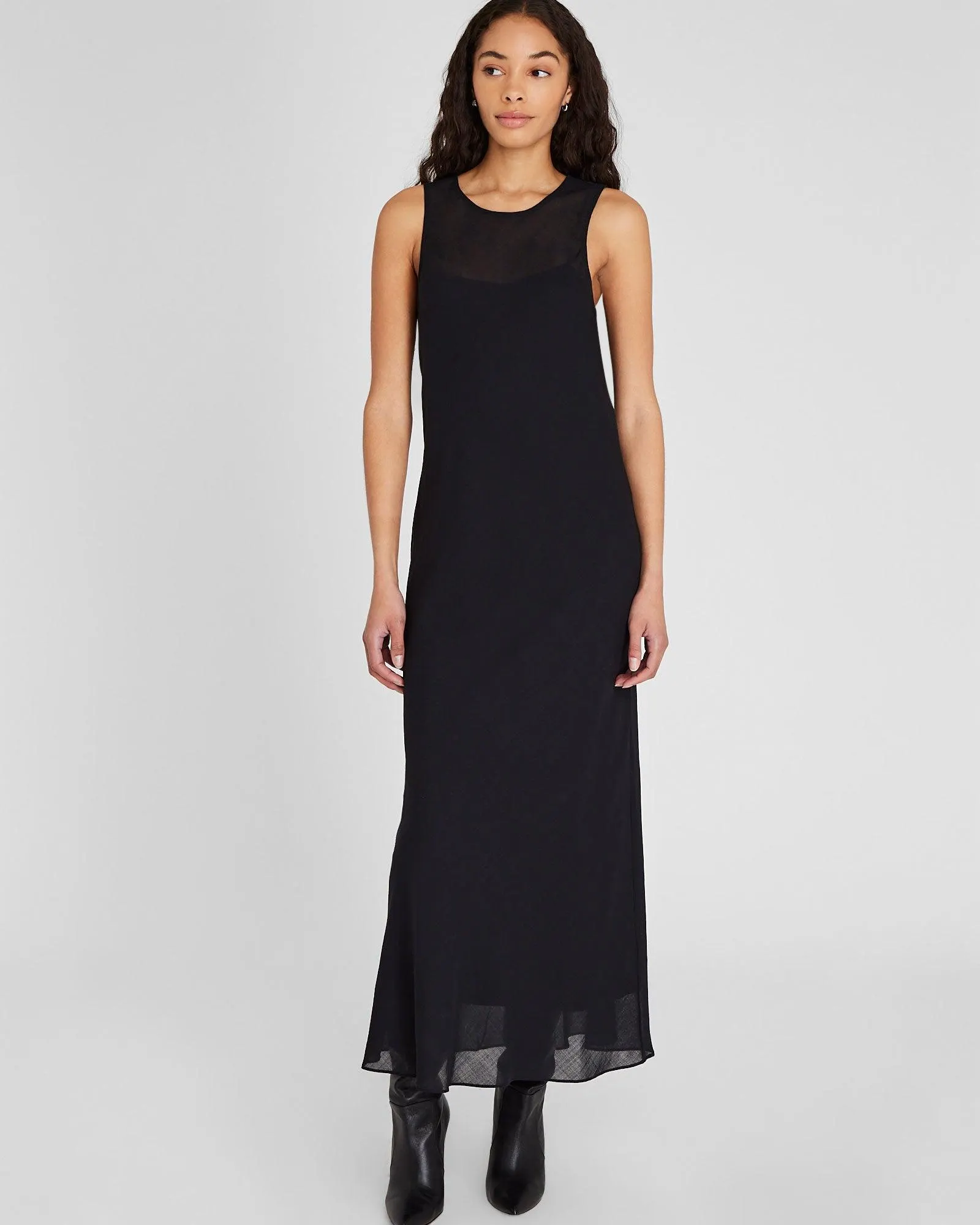 Bias Wool Blend Gauze Maxi Dress