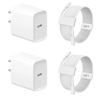 iPhone Charger Fast Charging,2Pack USB C Wall Fast Charger Block Adapter 10FT Long Type C USB C to Lightning Cable Fast Charging Cord for iPhone 14 Pro Max/14 Plus/13 Mini/12/11/XS/XR/XS Max/X/8/7/SE