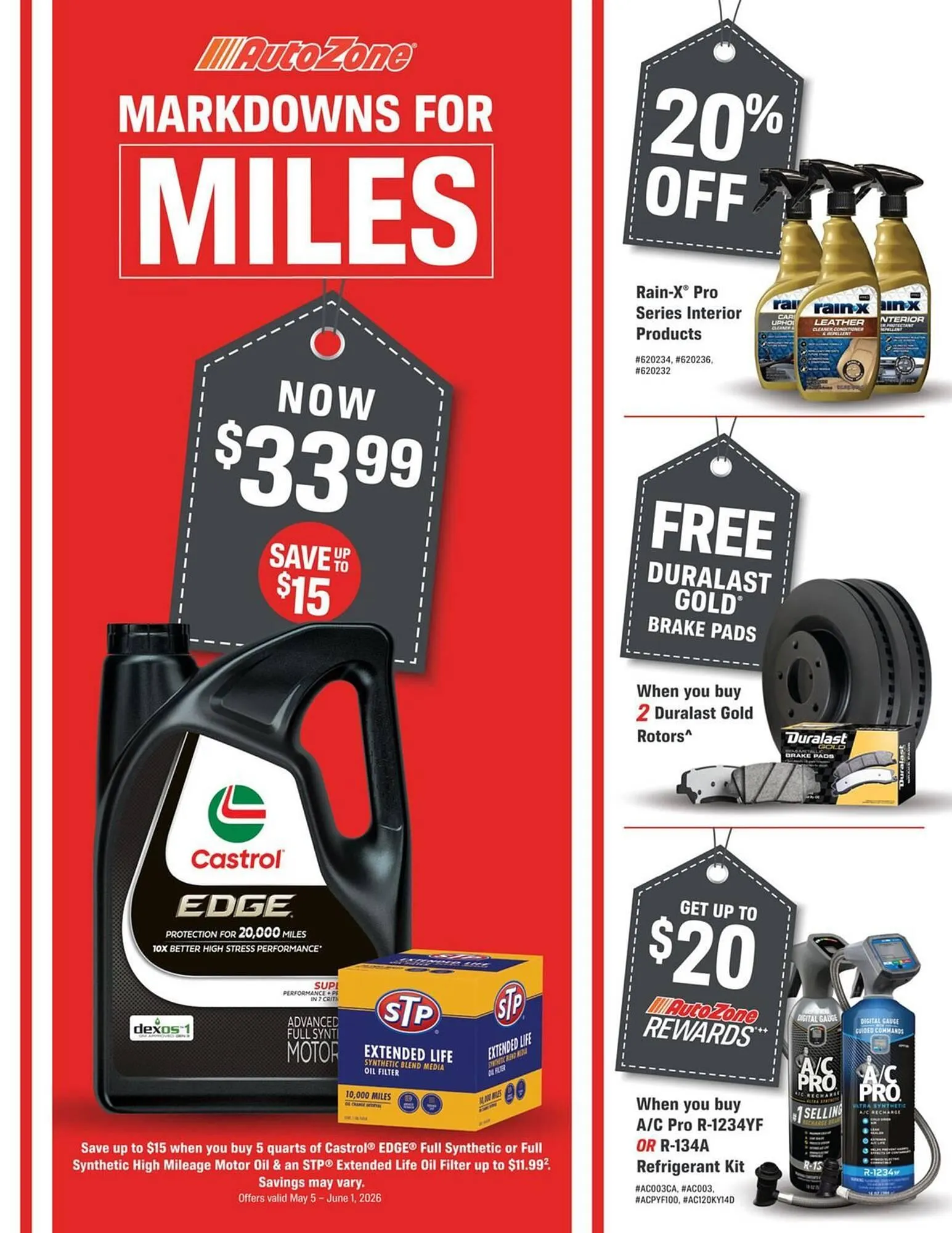 Weekly promotion AutoZone weekly ad spanning from May 5 to June 1 2026 - Page 1 for Catalogue 365