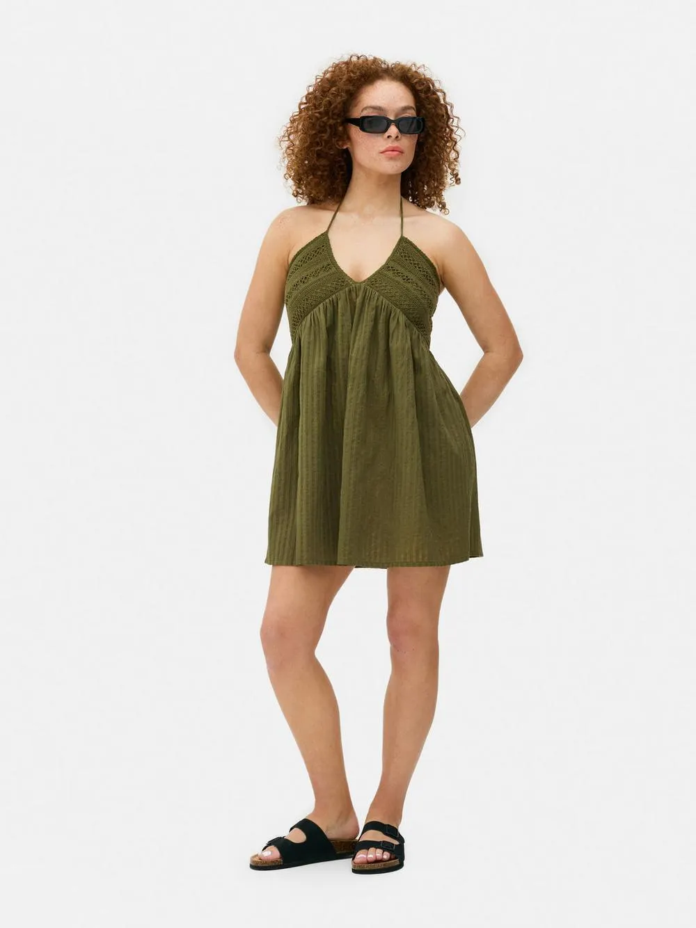 Textured Halter Mini Dress