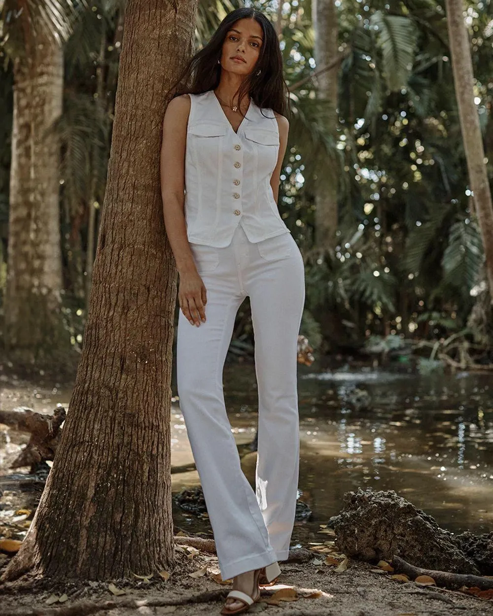 High-Rise Turnlock Skinny Flare Jeans