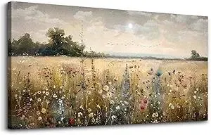 Wapluam Wall Decor For Living Room Canvas Prints Wall Art Bedroom Office Decoration Vintage Abstract Painting Rural Natural Landscape Pictures Artworks Ready To Hang Farmhouse Aesthetic Home Decor