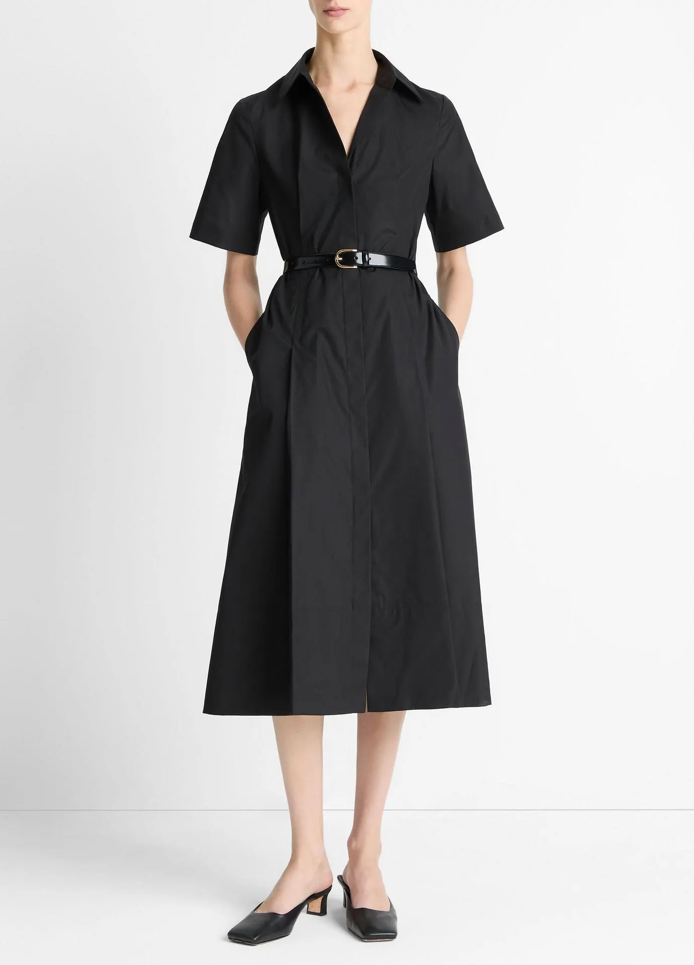 Cotton Short-Sleeve Shirt Dress