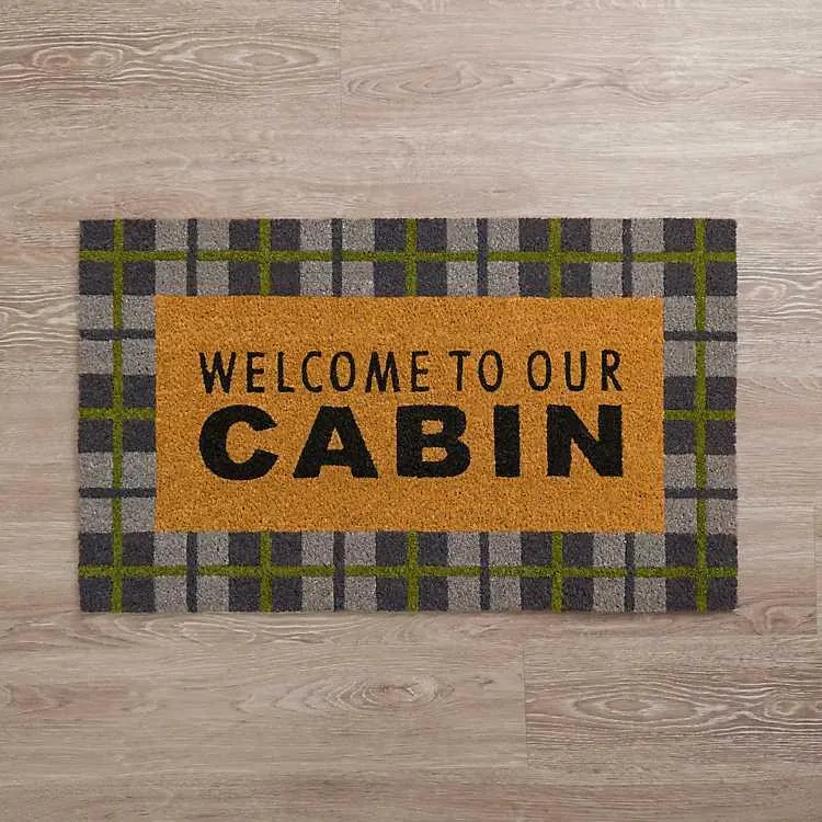 Welcome to Our Cabin Plaid Doormat