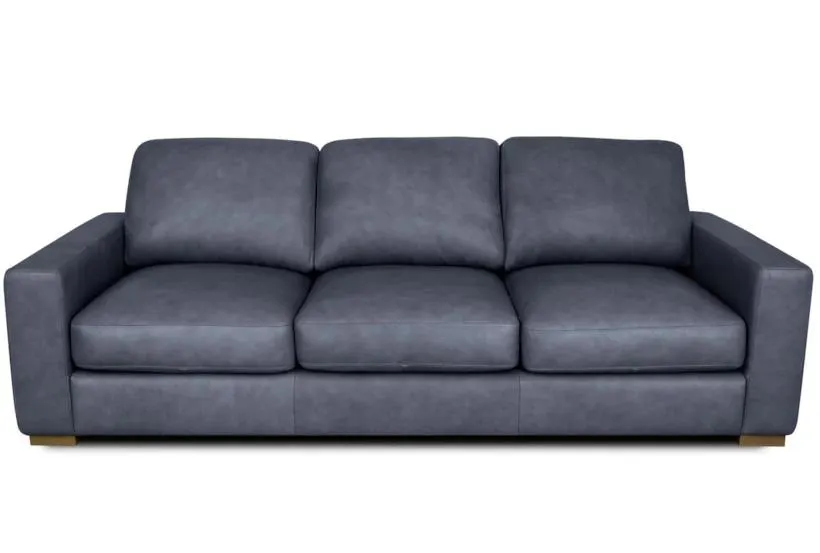 Tomasso Shale Blue 100% Italian Leather Sofa