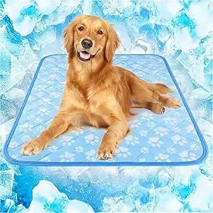 Rywell Upgrade Self-Cooling Mat for Dogs Extra Large, 44'' x 32'' - Endothermic Color Changing Arc-Chill Cooling Fiber - Washable Non-Toxic Summer Pet Outdoor Bed, Non-Slip&Foldable