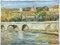 Pino Romanò, Bridge on the Tiber (View of Rome), Oil Painting, 1990s