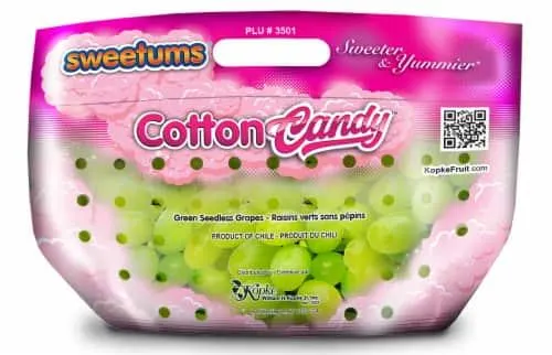 Fresh Cotton Candy Seedless Green Grapes in Bag