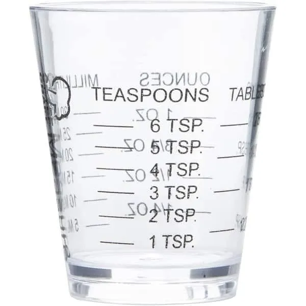 Chef Craft 1oz Plastic Measuring Cup Shot Glass Measurer - Measure in Oz, Tsp, Tbsp or mL