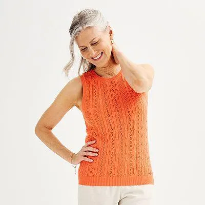 Women's Croft & Barrow® Open-Stitch Cabled Tank Top